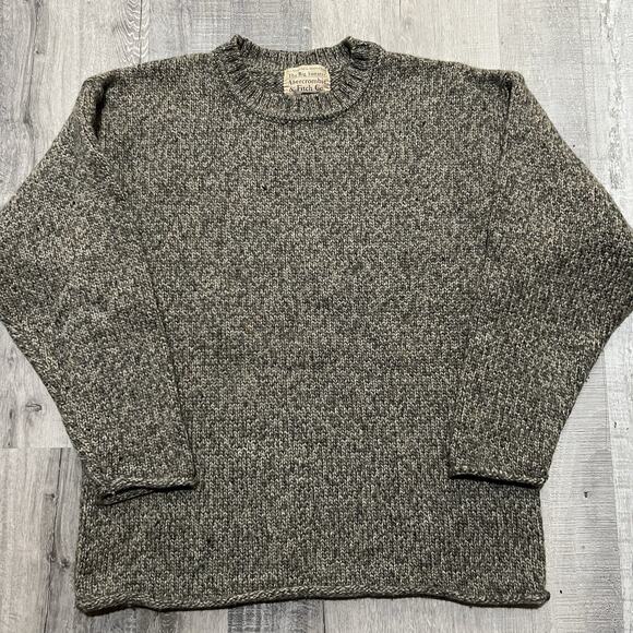 VTG Abercrombie And Fitch "The Big Sweater" Grey Wool Tight Knit Pull Over Small - Picture 1 of 4